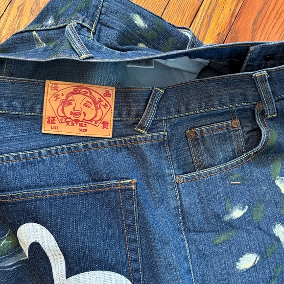 Y2K Evisu Dragon Koi Fish Hand Painted Vintage Denim Jeans - Picture 14 of 16